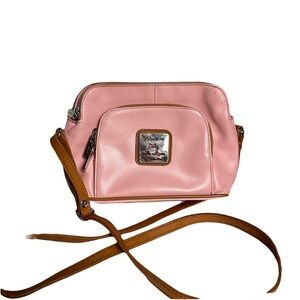 Valentina Pink Crossbody Bag with Tan Strap